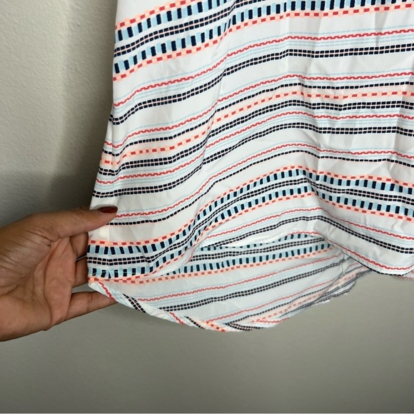 Athleta Coastal Dunes Multicolor Geometric Print Split Neck Tassel Tie Back Top - Picture 10 of 12